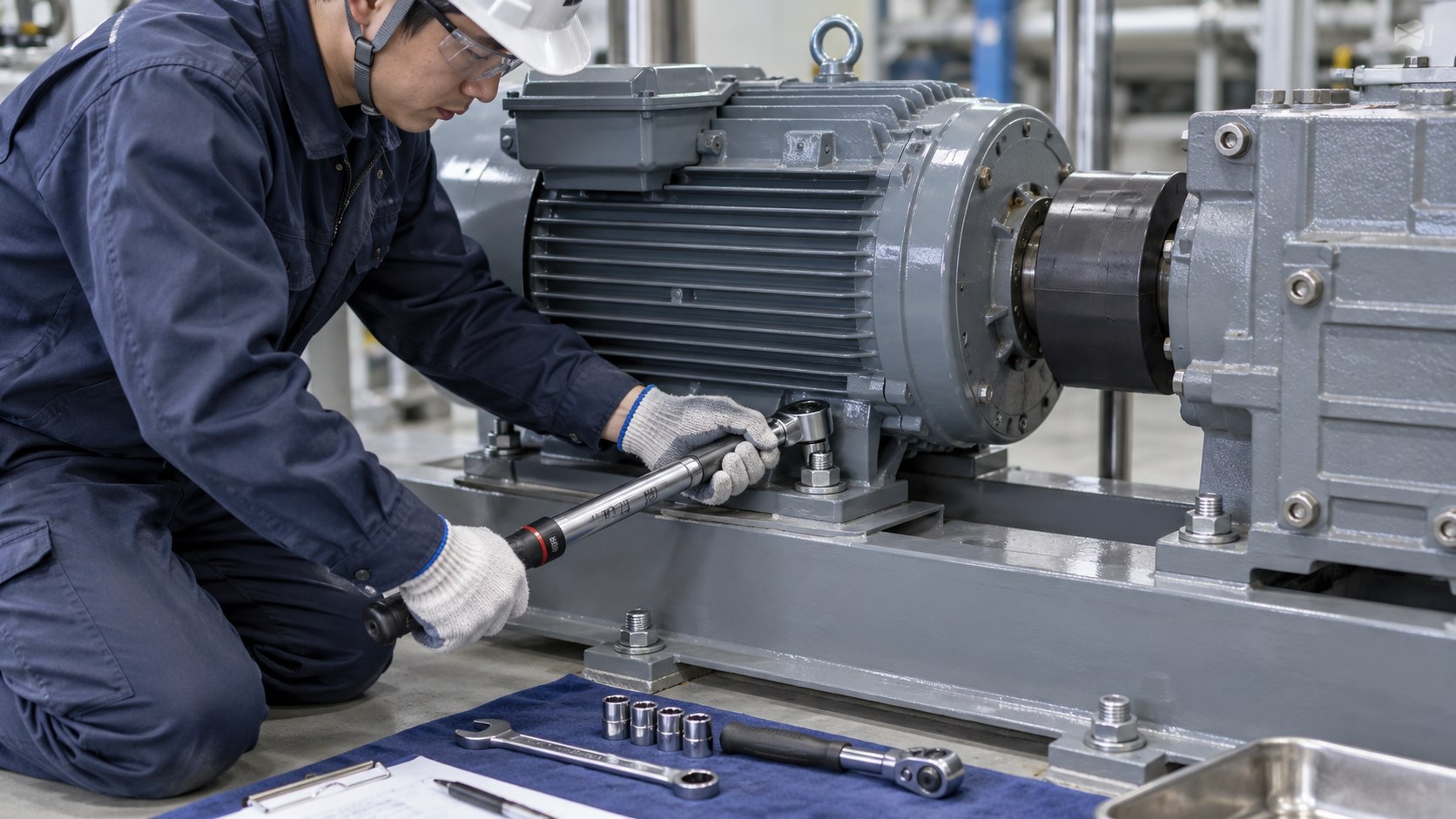 機器の据付ボルトを確認する作業のイメージ